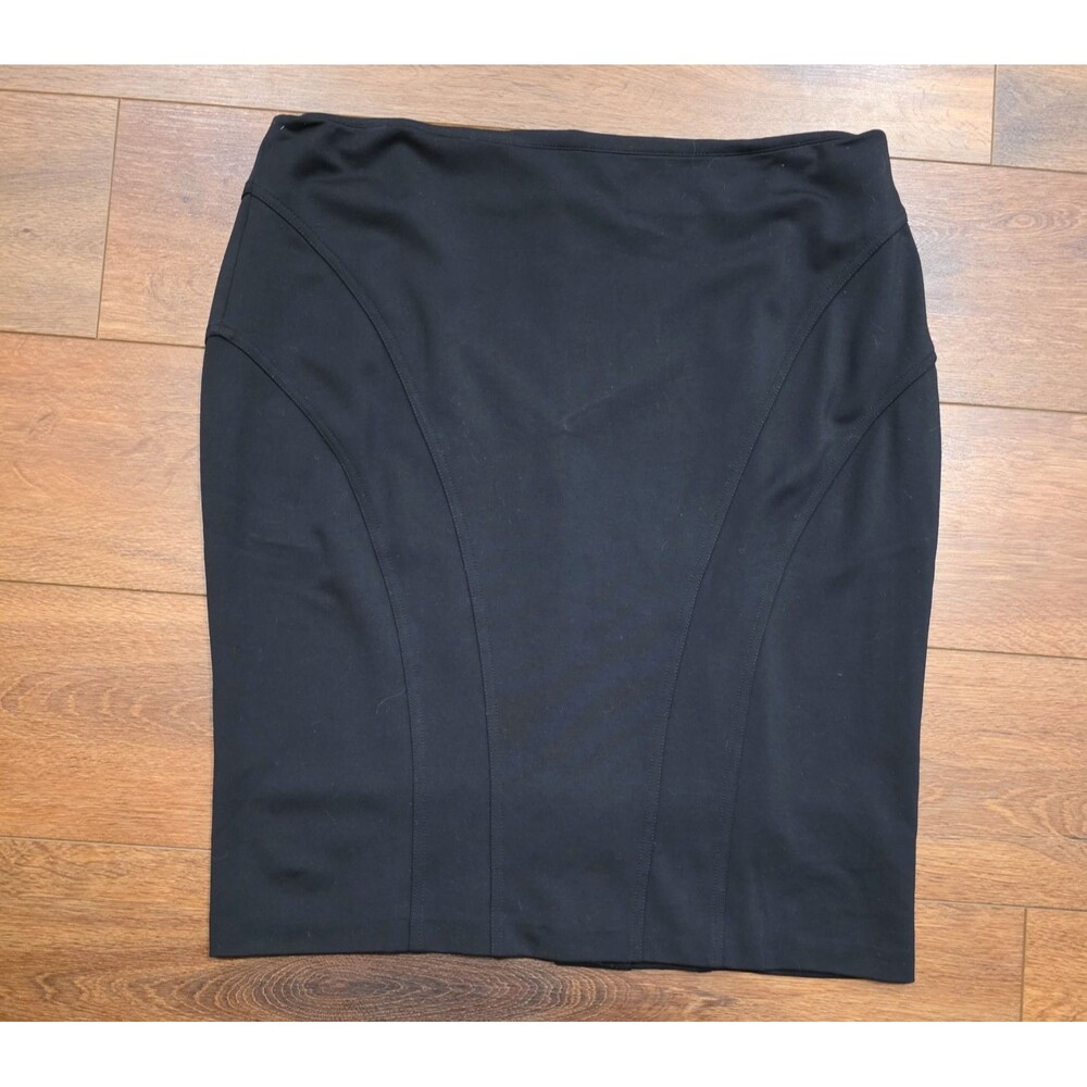 Shape FX Pencil Skirt Size 16 Black Knit Stretch Classic Seam Detail Shaping